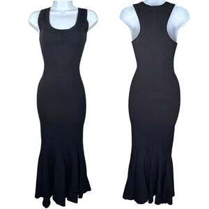 Bebe Black Sleeveless Mermaid Skirt Sweater Dress Small NWT Bodycon Ribbed